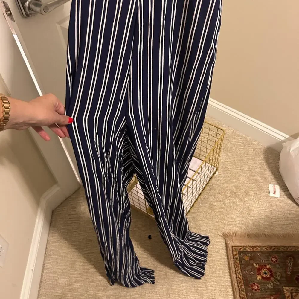 Jack by BB Dakota Navy Striped Halter Wide-Leg Jumpsuit – Size 6